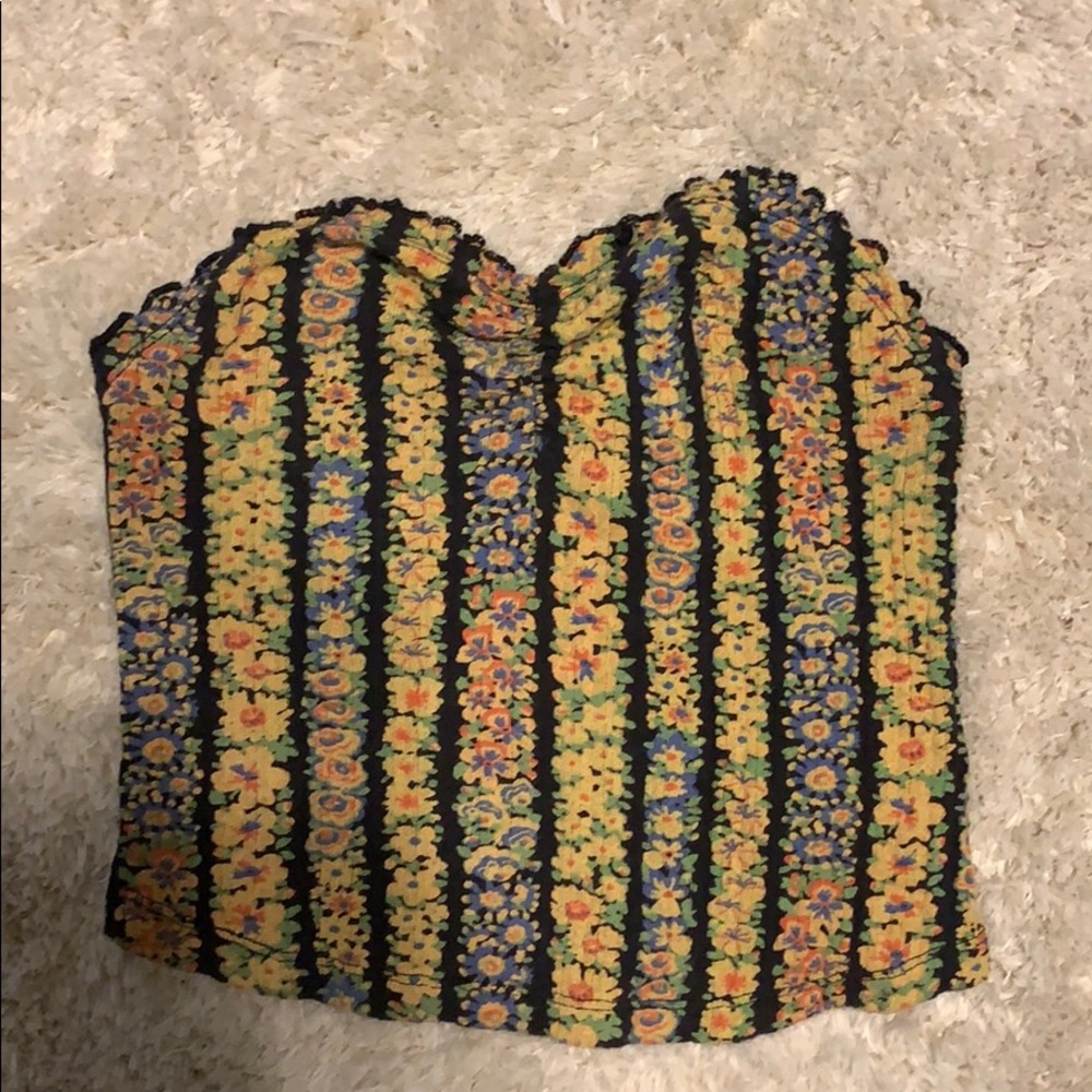 Multi color floral tube top